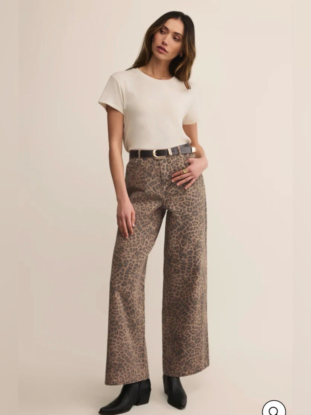 NWT Z Supply Marli loose wide leg midrise Jeans desert tan Leopard Print Sz 25